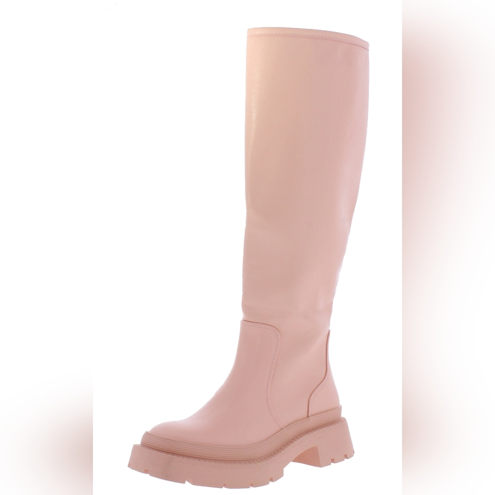 Pink knee high boots